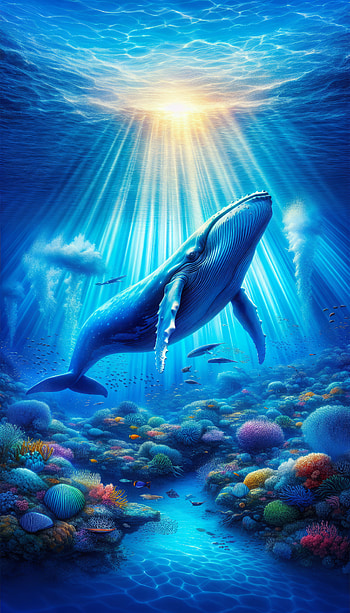 Majestic Blue Whale Ocean Depths, whale, underwater, ocean, coral reef HD phone wallpaper