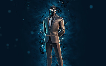 SHADOW Enforcer, , blue neon lights, Fortnite Battle Royale, Fortnite characters, SHADOW Enforcer Skin, Fortnite, SHADOW Enforcer Fortnite HD wallpaper