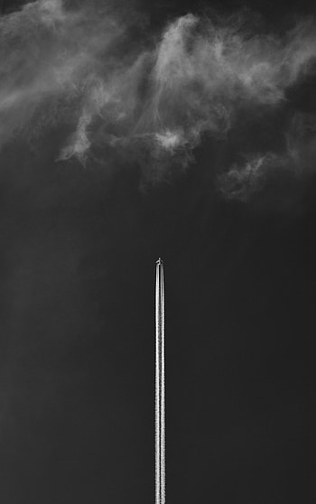 Sky, Minimalism, Bw, Chb, Plane, Airplane, Track, Trace, Takeoff HD phone wallpaper