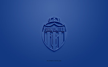 York United FC, creative 3D logo, blue background, Canadian Premier League, CPL, 3d emblem, Canadian soccer Club, Canada, 3d art, soccer, York United FC 3d logo HD wallpaper