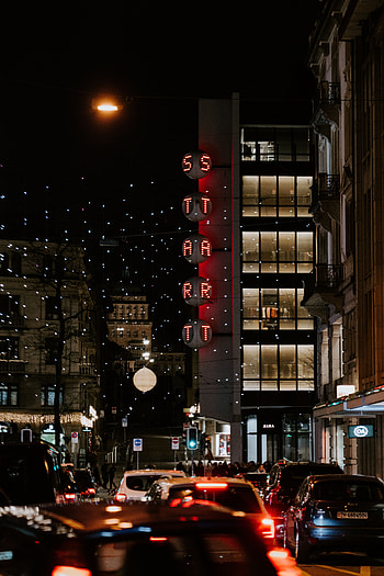 Building, Lights, Words, Backlight, Illumination, Sign, Signboard, Letters HD phone wallpaper