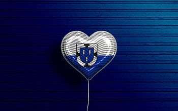 I Love Bottrop, , realistic balloons, blue wooden background, german cities, flag of Bottrop, Germany, balloon with flag, Bottrop flag, Bottrop, Day of Bottrop HD wallpaper