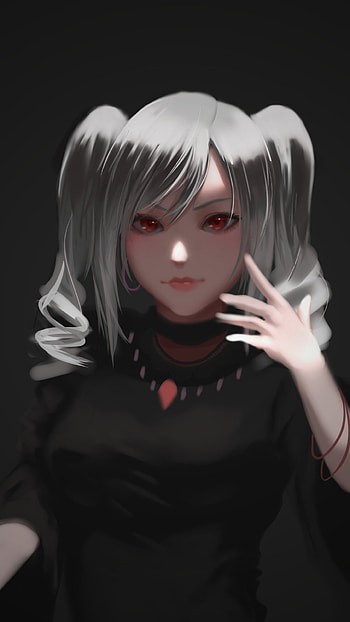red eyes, grey hair, Anime HD phone wallpaper