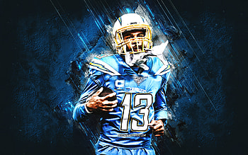 Keenan Allen, Los Angeles Chargers, NFL, American Football, Grunge Art, Blue Stone Background, National Football League HD wallpaper