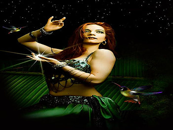 FANTASY LIFE, birds, light, magical, green, female HD wallpaper