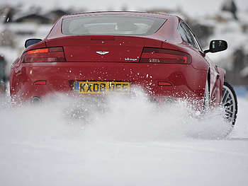 Snow, Aston Martin, Cars, Back View, Rear View, Style, 2008, V8, Drift HD wallpaper