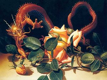Floral Feast, creature, roses, art HD wallpaper