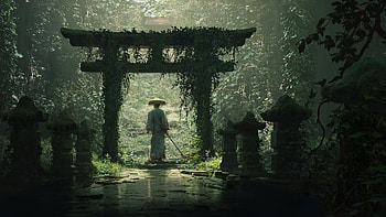 Torii, Samurai, Fantasy, Greenery, Katana HD wallpaper