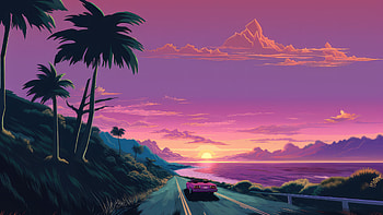 A Retro Ride Into The Horizon, retro, vaporwave, artist, artwork, digital-art, deviantart HD wallpaper