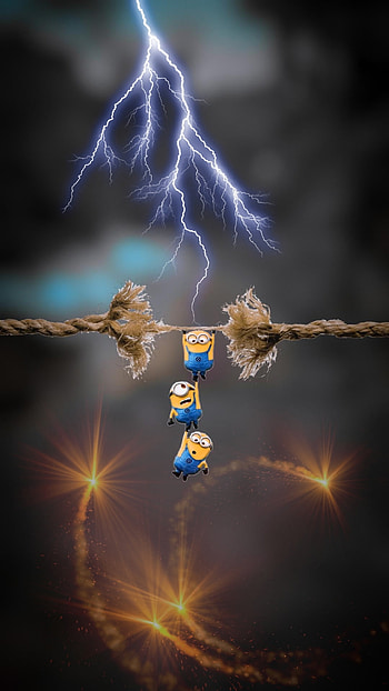 OMG, atmosphere, sky, rope, thunder, minions HD phone wallpaper