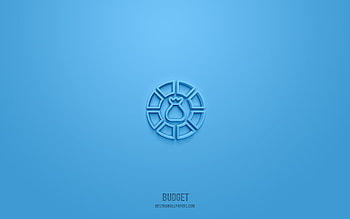 Budget 3d icon, blue background, 3d symbols, Budget, business icons, 3d icons, Budget sign, business 3d icons HD wallpaper