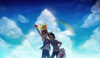 Raboot Ash Ketchum And Goh Pokemon, pokemon, anime, artist, artwork, digital-art HD wallpaper