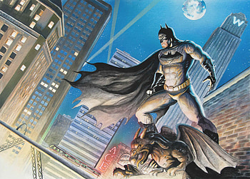 Batman Over Gotham, batman, superheroes, artwork, digital-art, behance HD wallpaper