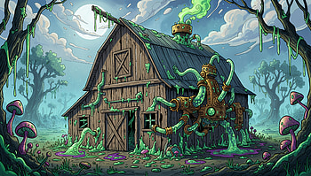Rustic Barn, Monster, Tentacle, Swamp HD wallpaper