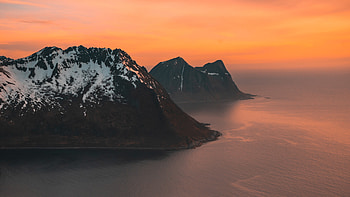 Mountain By The Ocean, mountains, nature, ocean HD wallpaper
