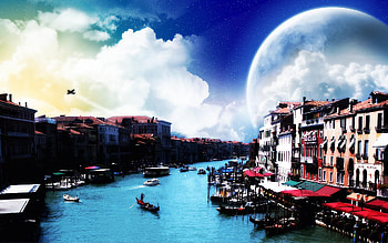 beautifull nature, buildings, boats, clouds, aeroplane, nature HD wallpaper