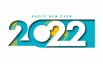 Happy New Year 2022 Kazakhstan, white background, Kazakhstan 2022, Kazakhstan 2022 New Year, 2022 concepts, Kazakhstan, Flag of Kazakhstan HD wallpaper
