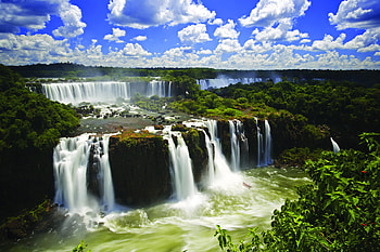 Amazing Waterfall, blue, noise, green, waterfall, clouds, nature, sky, amazing, water HD wallpaper