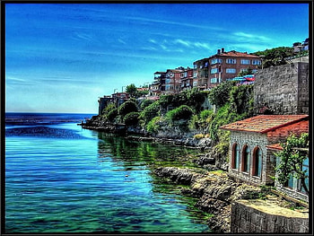 amasra houses in karadeniz,turkey, sea, karadeniz, houses, turkey HD wallpaper