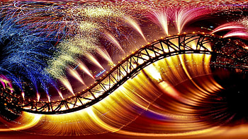 Abstract, Salute, Multicolored, Motley, Bridge, Fireworks, Firework HD wallpaper