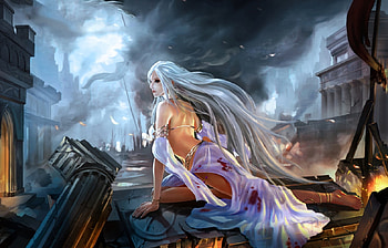 Lost War, digital, fantasy, pretty, art, beautiful, girl, long hair, woman HD wallpaper