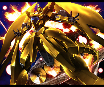 Alvaaron, mecha, gold, gundam 00 HD wallpaper