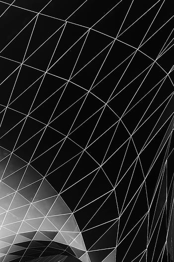 Modern abstract geometric pattern featuring a striking black and white design of intersecting lines. HD phone wallpaper
