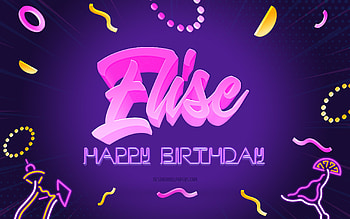 Happy Birtay Elise, , Purple Party Background, Elise, creative art, Happy Elise birtay, Elise name, Elise Birtay, Birtay Party Background HD wallpaper