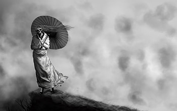 Lady Death, skull, fantasy, death, black and white HD wallpaper