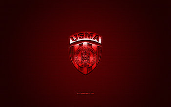 USM Alger, Algeria football club, red logo, red carbon fiber background, Ligue Professionnelle 1, football, Algiers, Algeria, USM Alger logo HD wallpaper