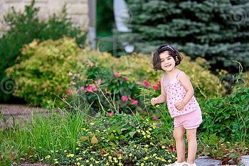 girl in flower garden, garden, girl, pink, flowers HD wallpaper