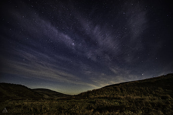 Nature, Night, Shining, Starry Sky, Hills, Star Landscape HD wallpaper