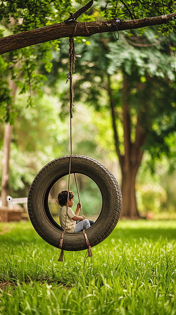 Tire Swing Dreams: Nature's , child, summer, nature HD phone wallpaper