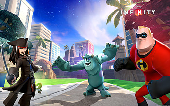 Bob Parr, James P. Sullivan, Jack Sparrow, video game, Disney Infinity HD wallpaper