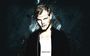 Avicii, swedish dj, blue stone background, Avicii art, Tim Bergling, grunge art, popular djs HD wallpaper