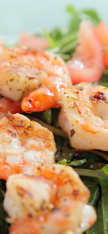 Grilled shrimp skewers, Appetizing , background, Mobile HD phone wallpaper