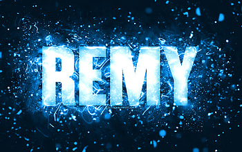 Happy Birtay Remy, , blue neon lights, Remy name, creative, Remy Happy Birtay, Remy Birtay, popular american male names, with Remy name, Remy HD wallpaper