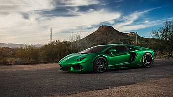 Green Lamborghini Aventador, Top backgrounds HD wallpaper
