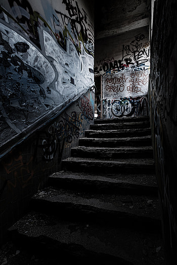 Dark, Miscellanea, Miscellaneous, Steps, Graffiti HD phone wallpaper