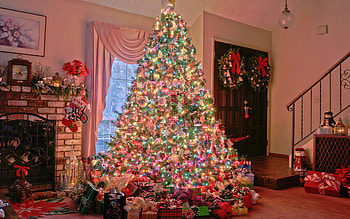 Glowing Christmas tree, Gifts underneath, Holiday , Festive vibes HD wallpaper