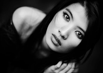 BEAUTY IN B/W, model, black and white, face, woman, beauty HD wallpaper