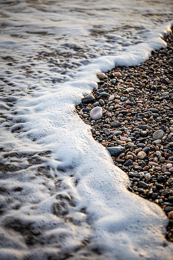 Nature, Pebble, Sea, Beach, Foam, Wave HD phone wallpaper
