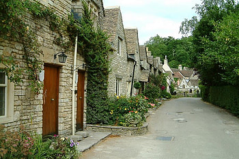 A village scene3, architecture, scene, house, street, village, tree HD wallpaper