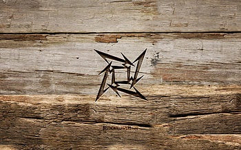 Metallica wooden logo, , wooden backgrounds, music stars, Metallica logo, American heavy metal band, creative, wood carving, Metallica HD wallpaper