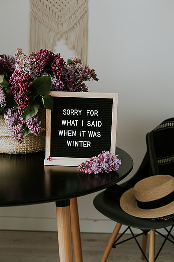 Flowers, Lilac, Words, Inscription, Table, Nameplate, Plate HD phone wallpaper