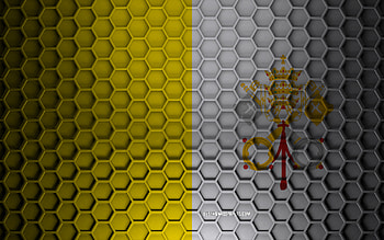 Vatican City flag, 3d hexagons texture, Vatican City, 3d texture, Vatican City 3d flag, metal texture, flag of Vatican City HD wallpaper