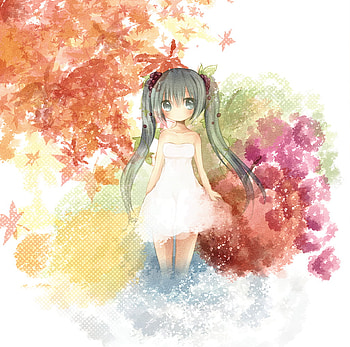 Hatsune Miku water color style, colors, vcaloid, hatsune miku, dress HD wallpaper