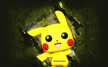 Pikachu, Pokemon, main character, Pikachu art, grunge art, yellow stone background, Pokemon characters, Pikachu character HD wallpaper