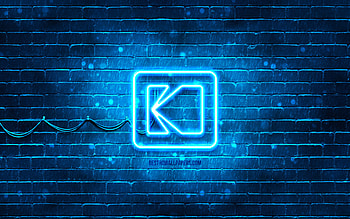 Kodak blue logo, , blue brickwall, Kodak logo, brands, Kodak neon logo, Kodak HD wallpaper