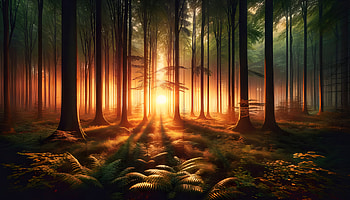Enchanting Sunrise Forest, landscape, sunrise, forest HD wallpaper